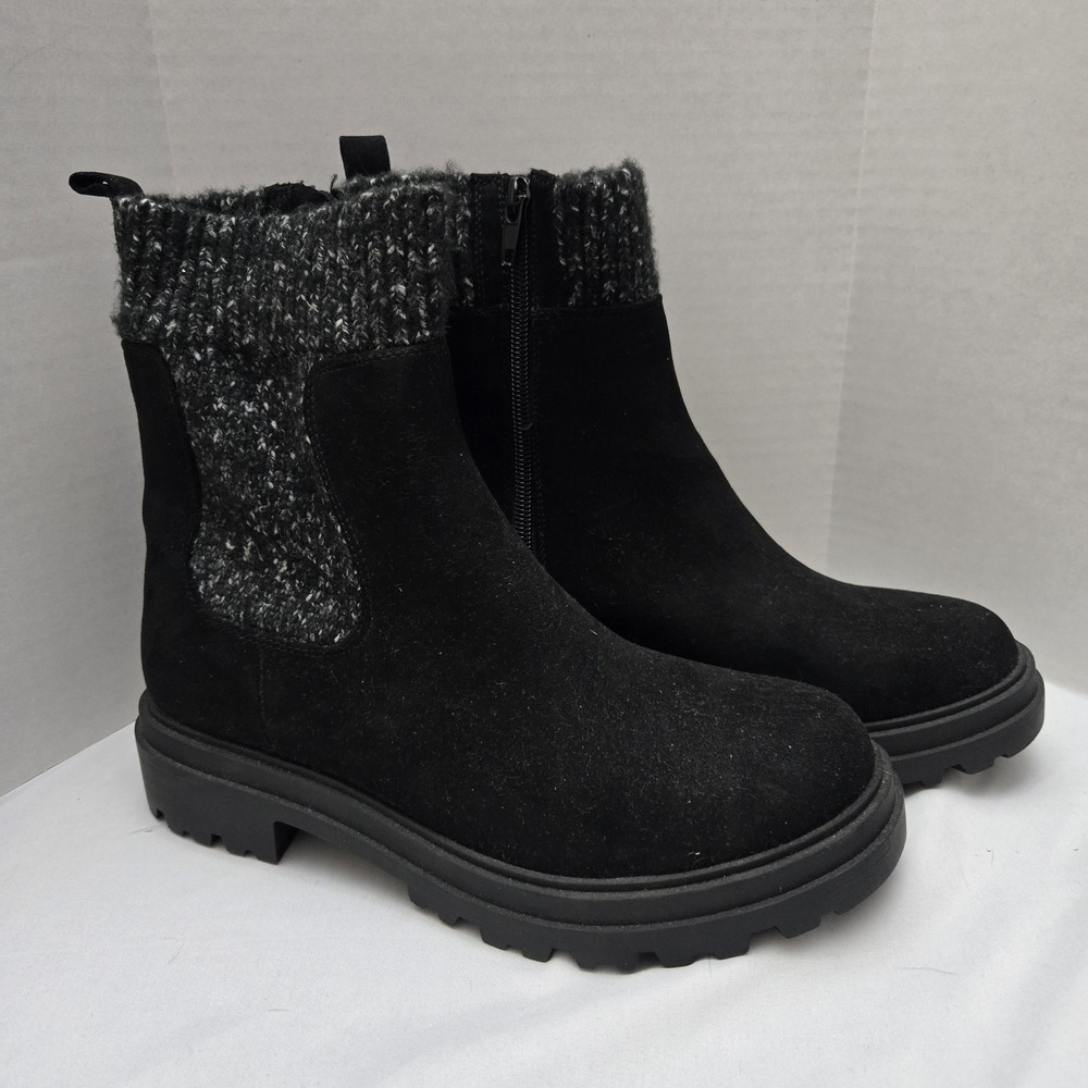 Bella Vita Womens 7M Gable Chelsea Boots Black Sweater Trim Grunge Goth Hipster
